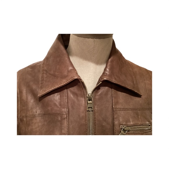 Banana Republic Genuine Leather Brown Jacket size medium - Picture 3 of 14